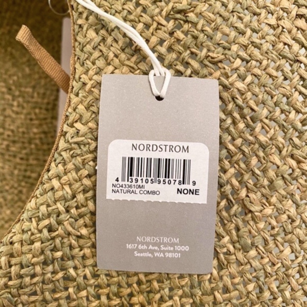 NEW Nordstrom Floppy Straw Sun Hat Natural Combo - Picture 6 of 10